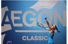 BIRMINGHAM, ENGLAND - JUNE 13:  Ana Ivanovic of Serbia serves to Klara Koukalova of the Czech Republic during Day 5 of the Aegon Classic at Edgbaston Priory Club on June 13, 2014 in Birmingham, England.  (Photo by Jordan Mansfield/Getty Images for Aegon)